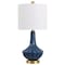Jonathan Y Parker 21.5" Contemporary Traditional Ceramic/Metal Gourd LED Table Lamp, Brass/Blue JYL1030C - alternate 4