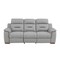 Homeroots 90" Gray Faux Leather Reclining Sofa With Brown Legs 343839 - alternate 1