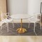 Homeroots 40" White And Gold Rounded Stone And Metal Pedestal Base Dining Table 520848 - alternate 4