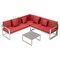 Leisuremod Chelsea White Sectional With Adjustable Headrest & Coffee Table With Red Cushions CSLW-80R - alternate 1