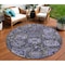 Homeroots 8' Purple And Black Round Damask Washable Indoor Outdoor Area Rug 609102 - alternate 1