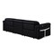 Homeroots 100" Black Top Grain Leather Reclining Metal USB Sofa 720357 - alternate 3