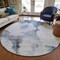 Homeroots 8' Navy Blue And Ivory Round Abstract Washable Indoor Outdoor Area Rug 582664 - alternate 5