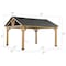 Sunjoy 11ftx13ft Outdoor Patio Premium Cedar Wood Frame Gazebo with Matte Black Steel Gable Hardtop Roof A102008001 - alternate 5