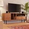 Leisuremod Rochester Rectangular TV Stand with Enclosed Storage and Powder Coated Iron Legs, Walnut RTS60NW - alternate 5