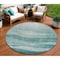 Homeroots 8' Teal Blue And Aqua Round Abstract Washable Indoor Outdoor Area Rug 604991 - alternate 1