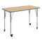Flash Furniture Commercial Adjustable Height Rectangular Activity Table - Locking Casters-LT NAT XU-A2448-REC-LTNAT-T-A-CAS-GG - alternate 1