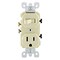 Leviton CombinationSwitch/Outlet, 15A, 1/2hp, Ivory 5225-I - alternate 1
