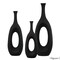 Uniquewise Set of 3 Frosted Black Fiberglass Tall Floor Vase - Decorative Vase for Modern Home Decor QI004676.3 - alternate 1