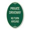 Signmission Private Driveway No Turn Around Green & Tan, 12 In X 18 In Architectural Oval, Heavy Gauge Aluminum A-OV-G-1218-9927 - alternate 1