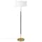 Homeroots 61" Brass Two Light Floor Lamp With White Frosted Glass Drum Shade 523571 - alternate 8