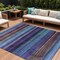 Homeroots 10' X 14' Blue Purple And Taupe Striped Washable Indoor Outdoor Area Rug 631208 - alternate 1