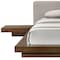 Homeroots Gray and Walnut Wood And Faux Leather Queen Bed Frame With Attached Nightstands 486239 - alternate 5