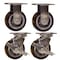 Service Caster 5 Inch Polyurethane Caster Set with Roller Bearings 2 Brake 2 Rigid SCC SCC-30CS520-PPUR-TLB-2-R520-2 - alternate 1