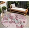 Homeroots 8' Pink And Gray Round Abstract Washable Indoor Outdoor Area Rug 599594 - alternate 1