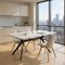 Homeroots 71" White and Black Sintered Stone and Steel Trestle Base Dining Table 543508 - alternate 4
