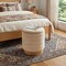 Homeroots 16in Beige and Storage Cylinder Bench With Baskets 720461 - alternate 2