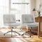 Simple Deluxe Criss Cross Legged Chair with Wheels, Armless PU Leather Office Desk Chair Wide Seat, Swivel Rollin 3A88FNCHAR7295GRY - alternate 6