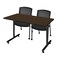 Regency Kobe T-Base Training Seminar Table W/ 2 Knight Mesh Chairs, 48 in W, 24 in L, Neo Walnut MKTRCT4824NW56CBK - alternate 1
