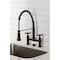 Kingston Brass Double-Handle Deck-Mount Pre-Rinse Bridge Kitchen Faucet, Matte Black GS1270BEX - alternate 5