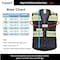 Protectx Hi-Vis Solid Safety Vests, 6 Pockets, Zip Front, Reflective Tape, Black, 3PK SV-120SS4-BKBK03-M - alternate 3