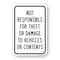 Signmission Not Responsible For Theft Or Damage To Vehicles Or Aluminum, 18" H, A-1824-24929 A-1824-24929 - alternate 1
