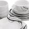 Elama Sarah 24 Piece Porcelain Black Ribbon Double Bowl Dinnerware Set in White and Black 750123739M - alternate 7