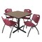 Regency Square Cain Breakroom Table W/ 4 M Stack Chairs, 36 in W, 36 in L, Noble Oak TB3636NO47BY - alternate 1