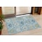 Homeroots 3' X 5' Sky Blue Ivory And Gold Damask Washable Indoor Outdoor Area Rug 599448 - alternate 1