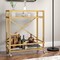 Homeroots Brass Steel And Glass Rolling Bar Cart 530453 - alternate 5