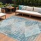Homeroots 8' X 10' Teal Blue And Beige Geometric Washable Indoor Outdoor Area Rug 632014 - alternate 1