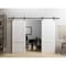 Sartodoors Double Barn Door 84 x 80 inches, Louver 3388 Primed Wh1te, 14FT Rail Track Set, Louvered Interior LOUVER3388DB-PRI-6496 - alternate 5