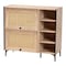 Baxton Studio Malcolm Mid-Century Modern Oak Brown Wood Shoe Cabinet with Flipper Doors 252-14024-ZORO - alternate 1