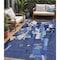 Homeroots 5' X 8' Navy Blue Ivory And Gray Abstract Washable Indoor Outdoor Area Rug 599587 - alternate 1