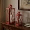 Homeroots Set of Two Red Geometric Metal Centerpiece Lantern Candle Holders, 2PK 634858 - alternate 2