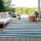 Homeroots 10' X 14' Teal Blue Gray And Ivory Striped Washable Indoor Outdoor Area Rug 597366 - alternate 7