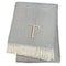 Homeroots 55" X 70" Gray White Herringbone Cotton Blend T Initial Throw Blanket with Tassels Embroidery 655543 - alternate 2