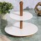 Gibson Home Gracious Dining 3 Piece 2 Tier Stoneware Server with Wooden Stand in White 136821.03R - alternate 6