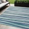 Homeroots 5' X 8' Teal Blue Gray And Ivory Striped Washable Indoor Outdoor Area Rug 597362 - alternate 1