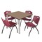 Regency Square Kee Breakroom Table W/ 4 M Stack Chairs, 48 in W, 48 in L, Noble Oak TB4848NOBPCM47BY - alternate 1