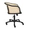 Homeroots Beige and Black Solid Wood Steel And Cane Rattan Adjustable Swivel Rolling Office Chair 558360 - alternate 8