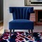 Homeroots 30" Navy Blue And Black Velvet Tufted Wingback Chair 533883 - alternate 4