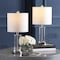 Jonathan Y Abner 21" Glass Modern Contemporary USB Charging LED Table Lamp, Chrome, 2PK JYL8500C-SET2 - alternate 6