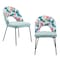 Homeroots Set of Two Green and Black Velvet And Steel Tropical Floral Dining Side Chairs, 2PK 555771 - alternate 7
