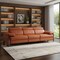 Homeroots 103" Camel Top Grain Leather Reclining Metal USB Sofa 720338 - alternate 7