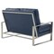 Leisuremod Jefferson Contemporary Faux Leather Loveseat with Silver Frame, Navy Blue JAS53NBU-L - alternate 5