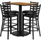 Flash Furniture Rectangle Ntrl Bar Tble, Rctngl w/Rnd Base, Blk Seat, Laminate Top, Wood Grain RSRB1019-GG - alternate 1