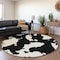 Homeroots 8' Black And Ivory Round Abstract Washable Indoor Outdoor Area Rug 614511 - alternate 8