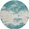 Homeroots 8' Teal Blue Ivory And Gray Round Abstract Washable Indoor Outdoor Area Rug 599522 - alternate 6