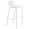 Leisuremod Devon Mid-Century Modern Aluminum Bar Stool with Powder Coated Frame and Footrest, White DB31W - alternate 1